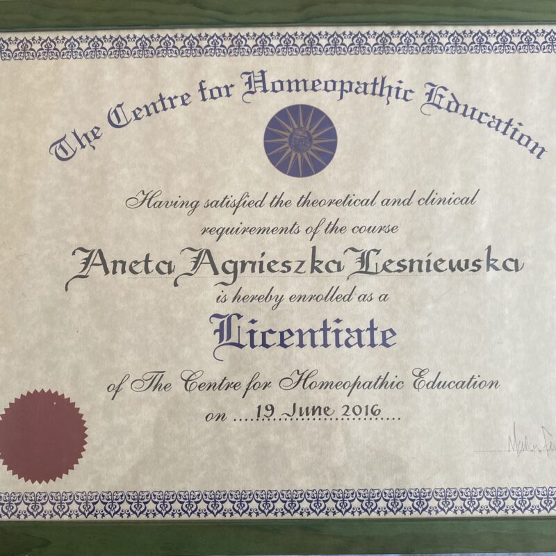 mgr Aneta Leśniewska, BSc(Hons), LCH