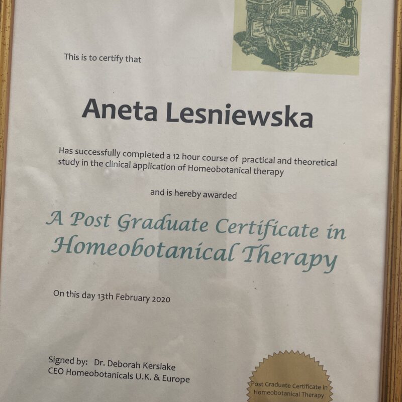 mgr Aneta Leśniewska, BSc(Hons), LCH